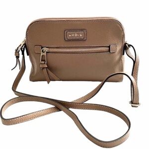 NEW  Lodis “Charlotte” - Taupe Pebbled Leather Crossbody Bag